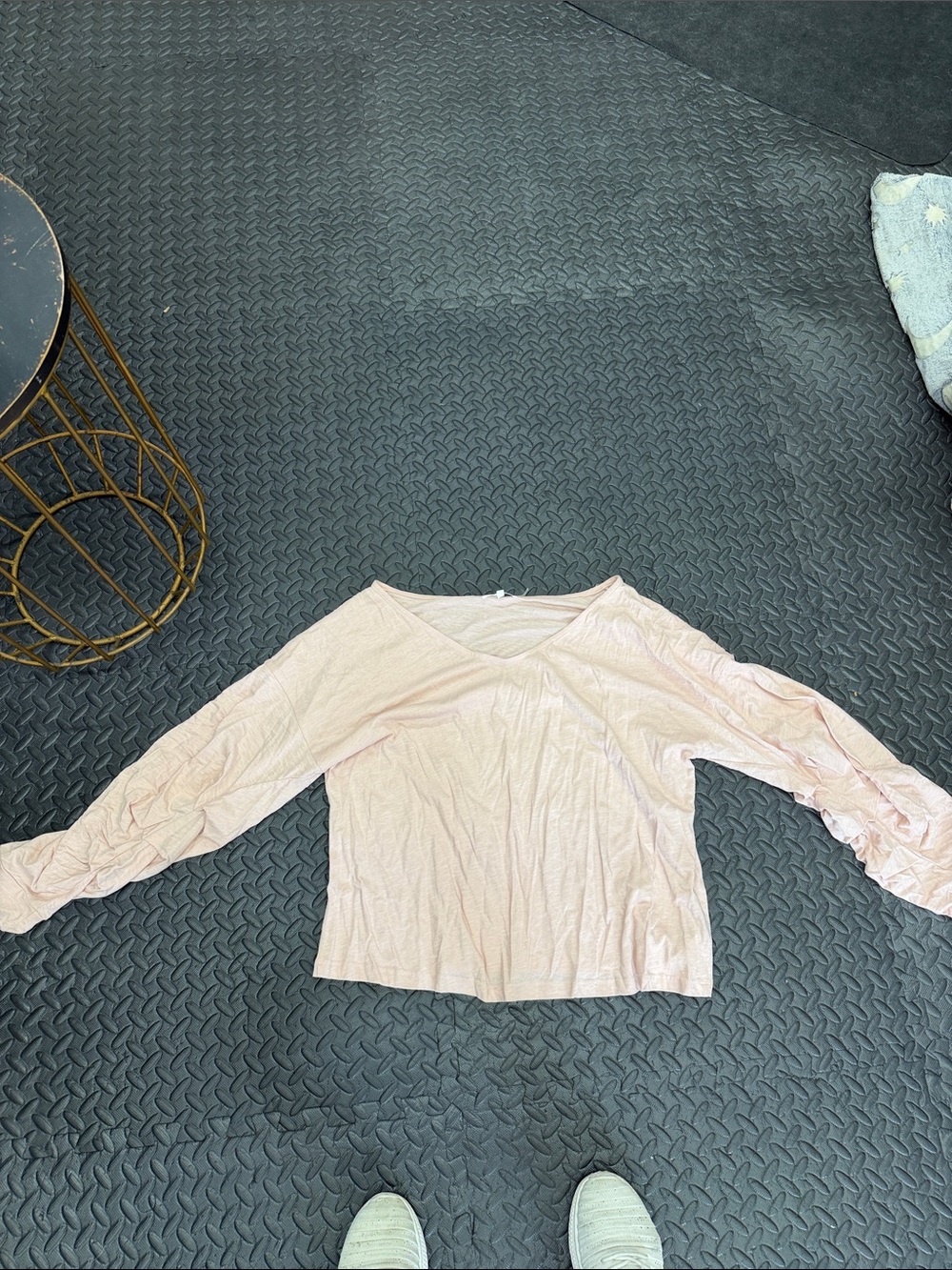 Free the Roses Light Pink Long Sleeve V-Neck Tee